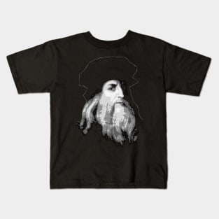 Leonardo Da Vinci Black and White Kids T-Shirt